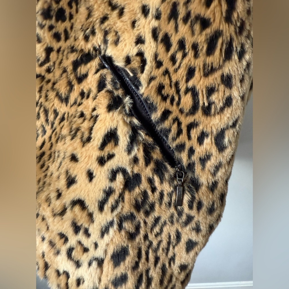 VTG White Stag Leopard Print Faux Fur Coat Jacket Zip Up Jacket Hippie Size M L - Picture 6 of 13